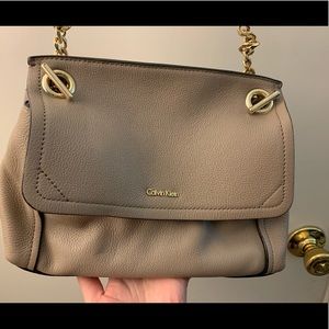 Calvin Klein Beige Leather Crossbody